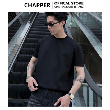 Áo thun CHAPPER định hình thân dáng, cổ tròn form Cleanfit tăng chiều cao nam nữ, co giãn chống nhăn - APCP030