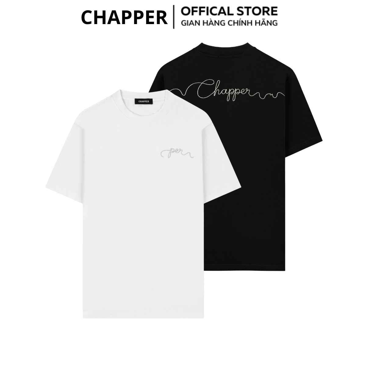Áo thun nam nữ CHAPPER chữ ký thêu kim tuyến, định lượng 280gsm thoáng mát, form unisex - APCP040