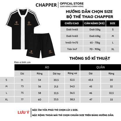 Bộ thể thao CHAPPER chất lạnh cao cấp, họa tiết thêu, form Unisex - BNCP001