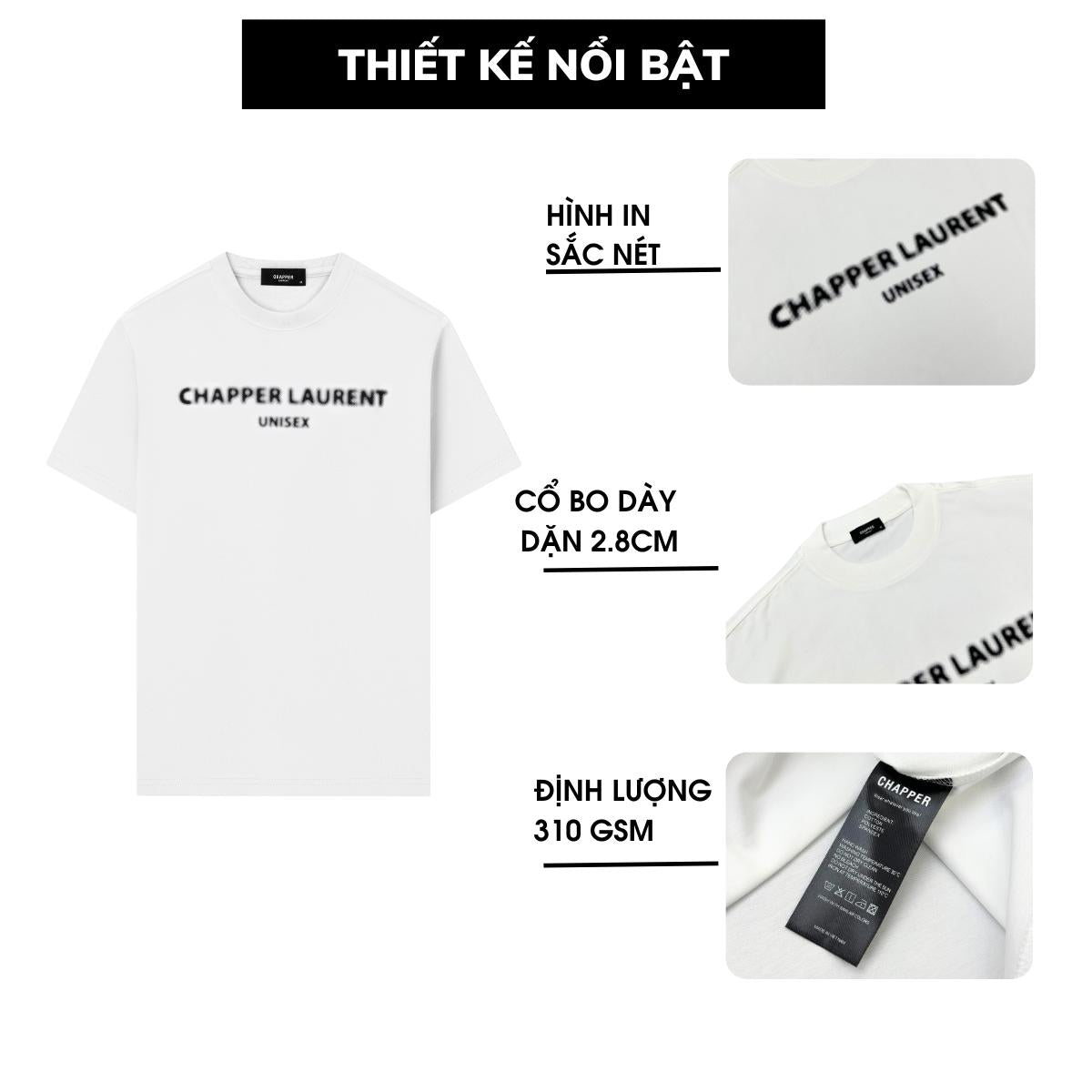 Áo thun nam nữ cổ tròn CHAPPER hoạ tiết in cao cấp, vải cotton 280gsm, form Unisex - APCP034
