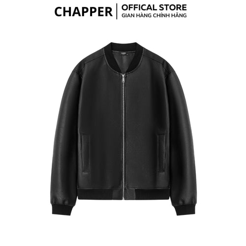 Áo bomber da Chapper chất liệu da PU cao cấp, dày dặn, không hoạ tiết - AKDCP003