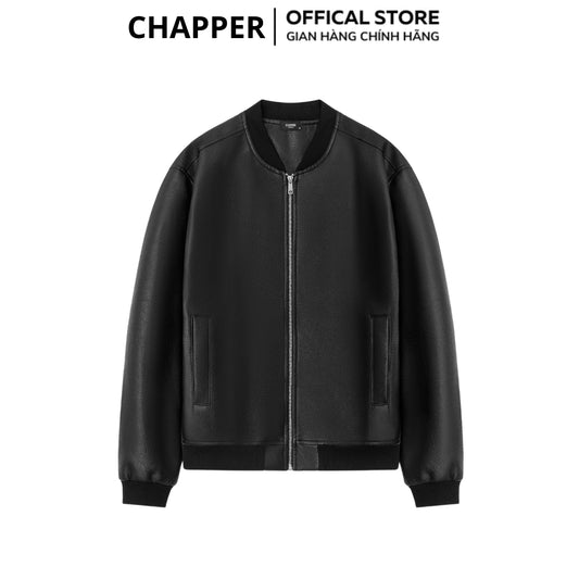 Áo bomber da Chapper chất liệu da PU cao cấp, dày dặn, không hoạ tiết - AKDCP003