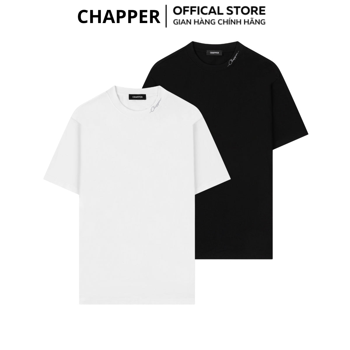 Áo thun nam nữ CHAPPER cao cấp logo thêu cổ - APCP039