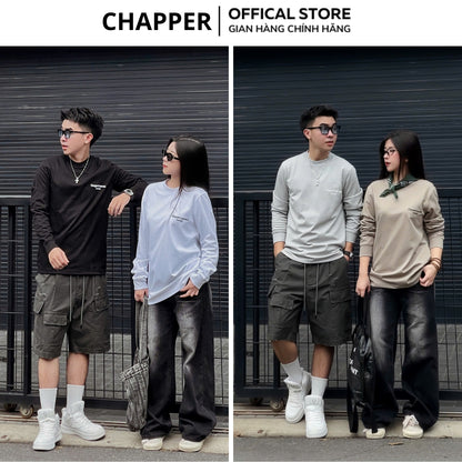 Áo dài tay nỉ CHAPPER cao cấp không bai nhão, không xù lông, hoạ tiết thêu Couture - ADCP007