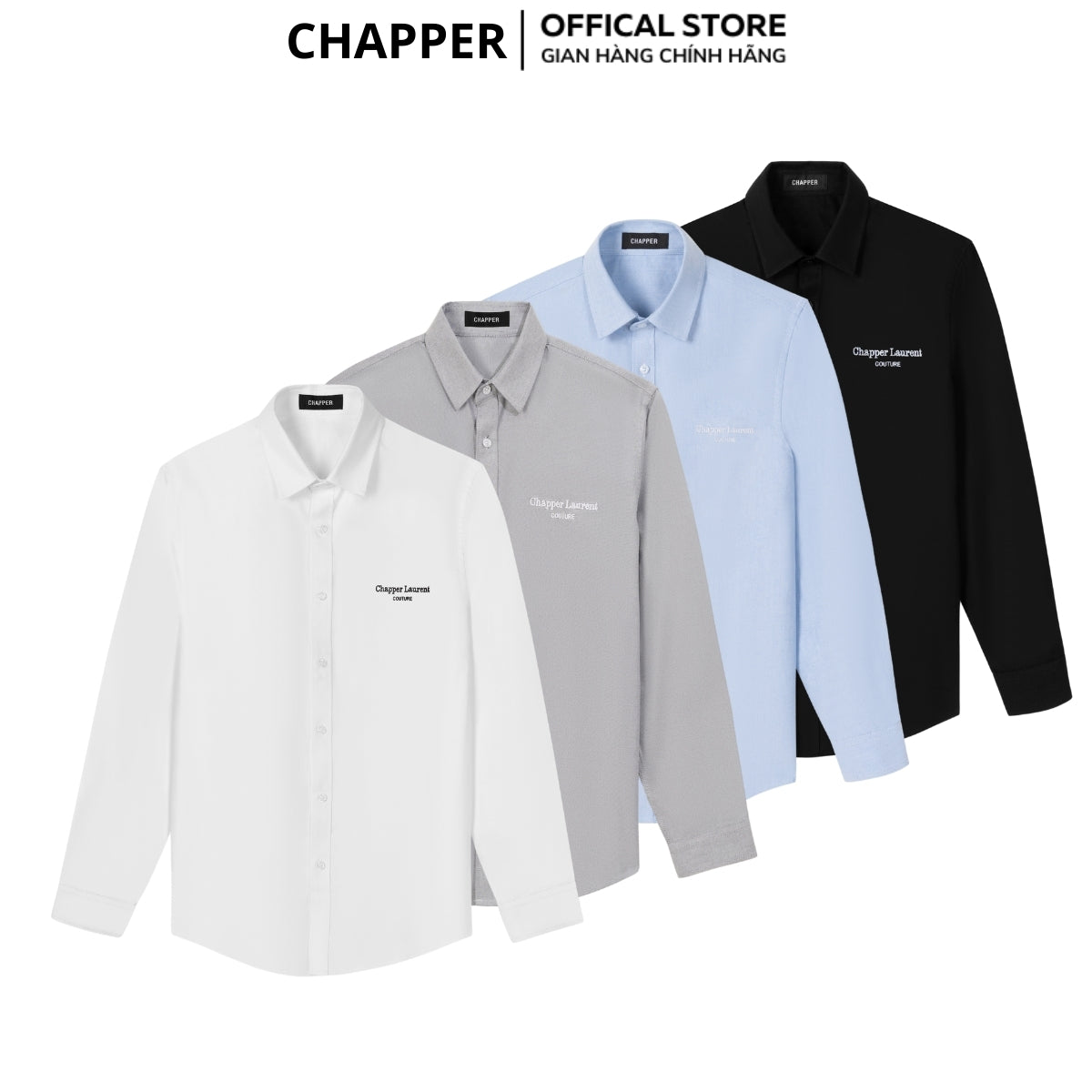 Áo sơ mi nam CHAPPER hoạ tiết thêu Couture chất Oxford cao cấp, form Regular - SMCP004