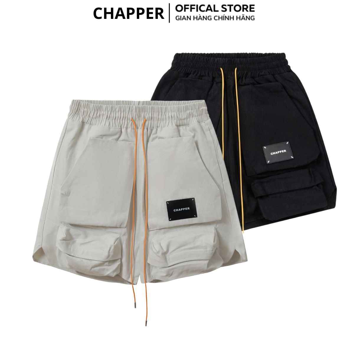 Quần short nam CHAPPER túi hộp dây vàng chất kaki cao cấp dáng trên gối - QSCP003