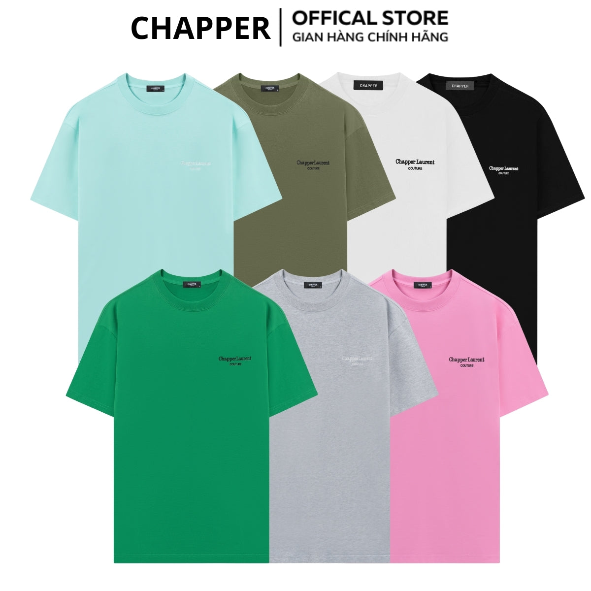 Áo thun nam nữ cổ tròn CHAPPER  hoạ tiết thêu Couture, vải cotton thoáng mát, form Unisex - APCP020