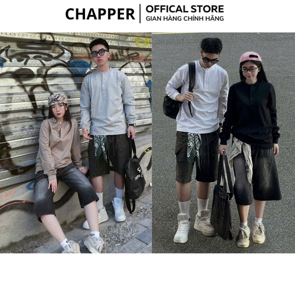 Áo thun nam dài tay CHAPPER cổ trụ chất vải thể thao cao cấp 350gsm, form Regular - ADCP002