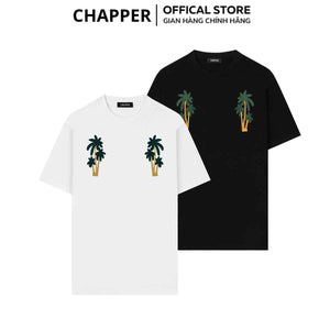 Áo thun nam nữ CHAPPER thêu cây dừa đôi, định lượng 280gsm thoáng mát, form unisex - APCP044