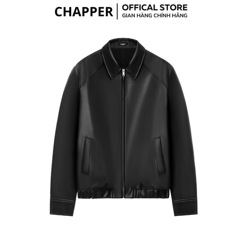Áo khoác da PU CHAPPER cao cấp, form Regular bo gấu | Jacket da - AKDCP001