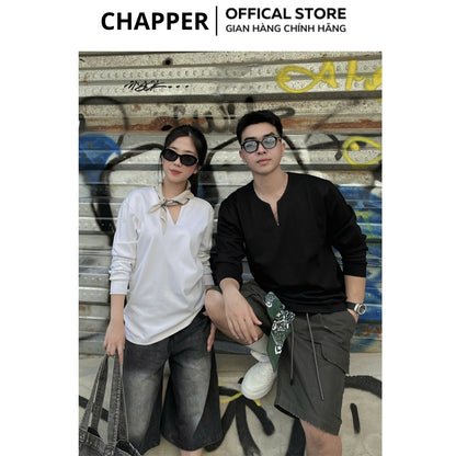 Áo thun nam dài tay CHAPPER cổ khoét chữ Y chất thể thao cao cấp, form Regular - ADCP003