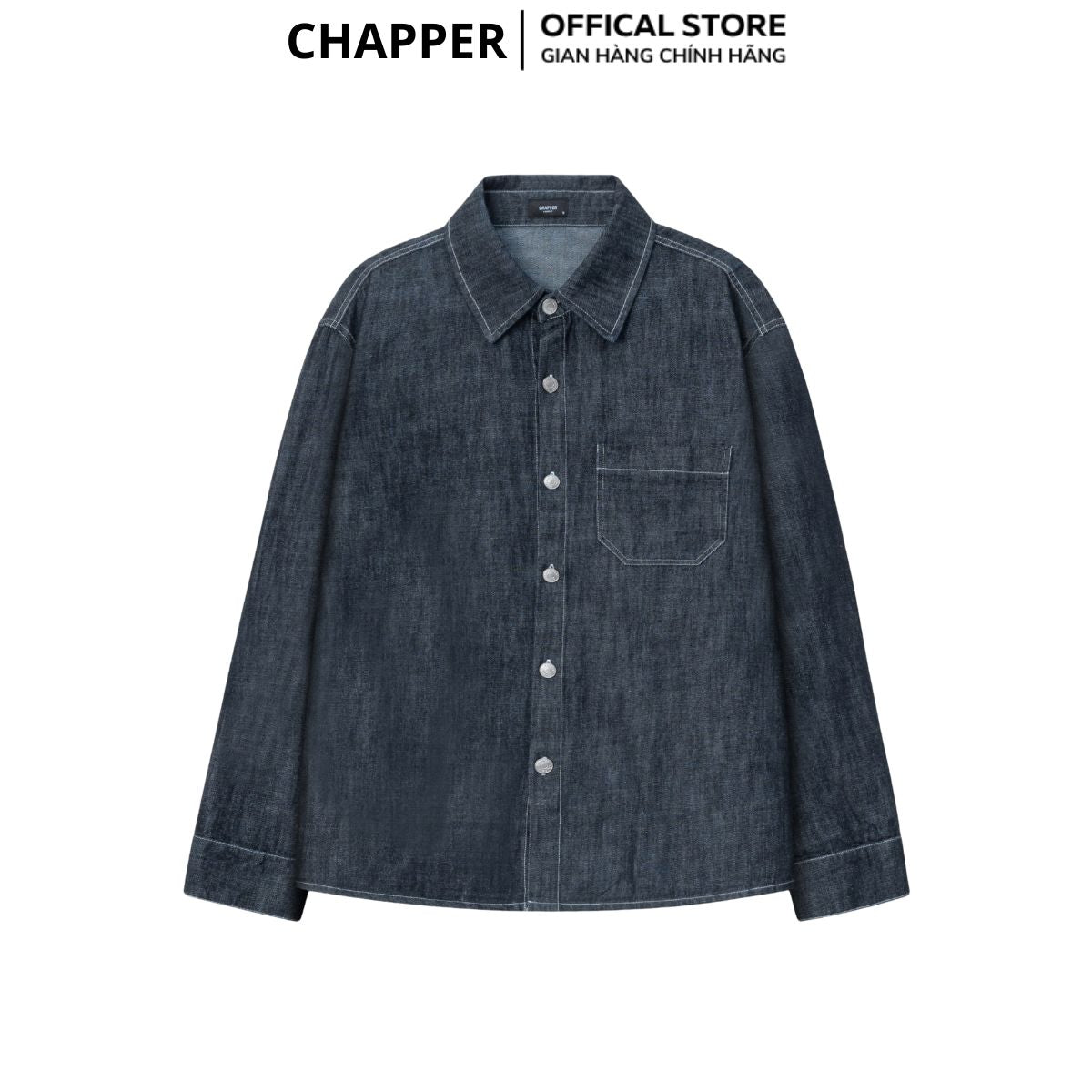 Áo sơ mi Denim nam CHAPPER cao cấp, vải mềm mịn, không co rút, không phai màu - SMCP007