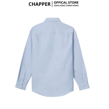 Áo sơ mi nam CHAPPER kẻ xanh hoạ tiết thêu tim chất Oxford cao cấp, form Regular - SMCP005