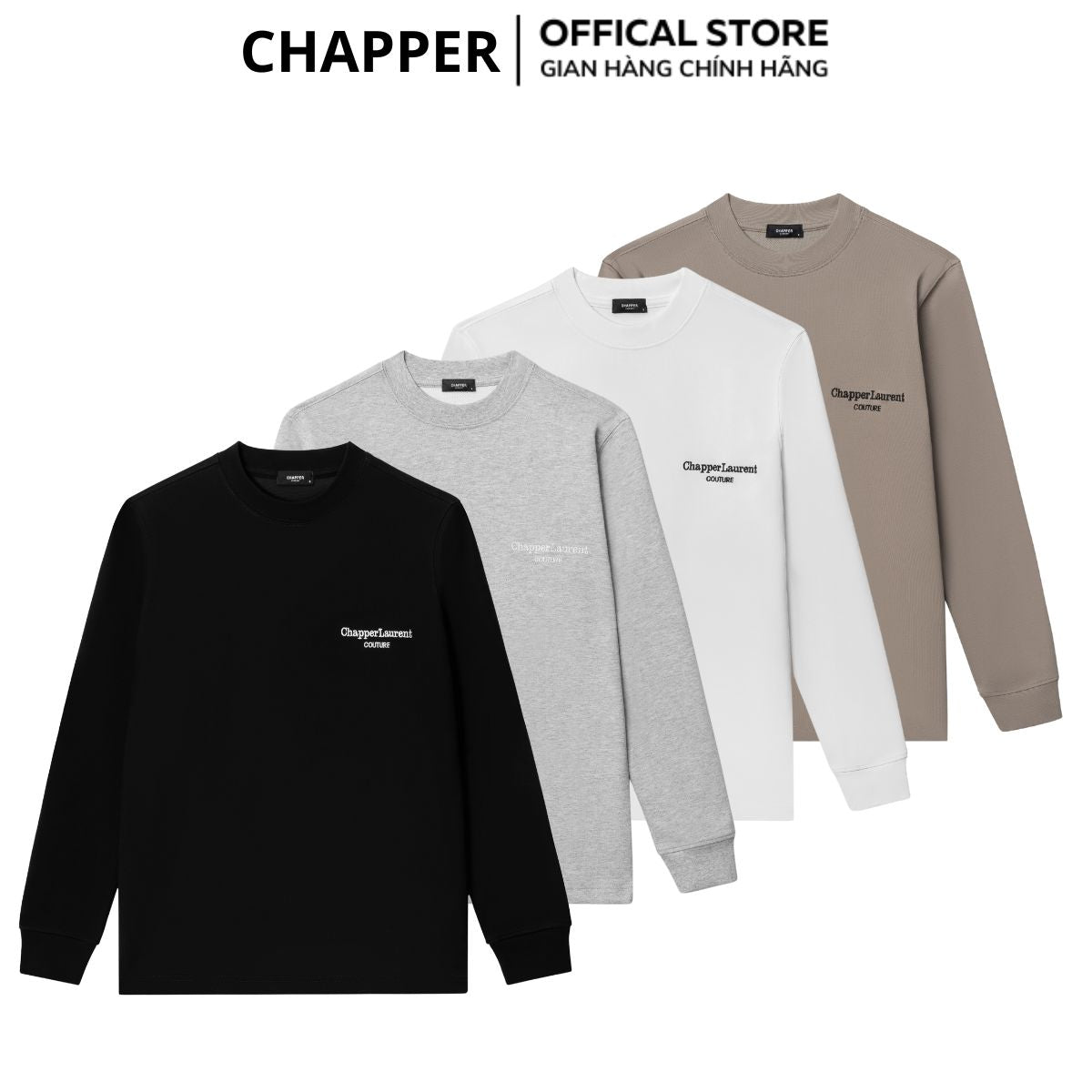 Áo dài tay nỉ CHAPPER cao cấp không bai nhão, không xù lông, hoạ tiết thêu Couture - ADCP007
