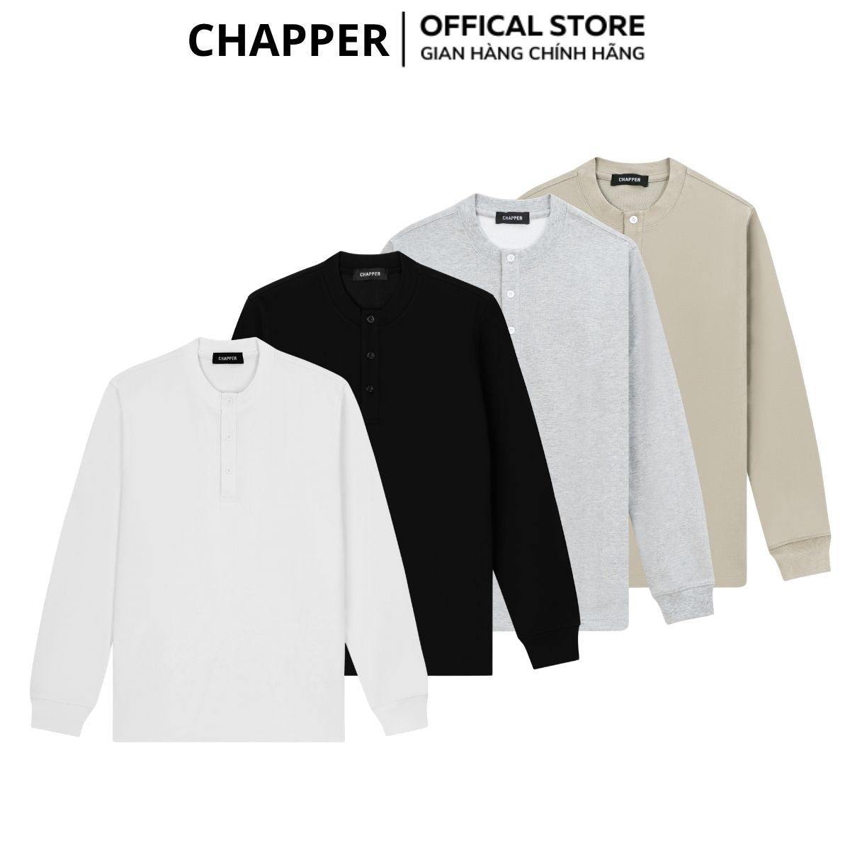 Áo thun nam dài tay CHAPPER cổ trụ chất vải thể thao cao cấp 350gsm, form Regular - ADCP002