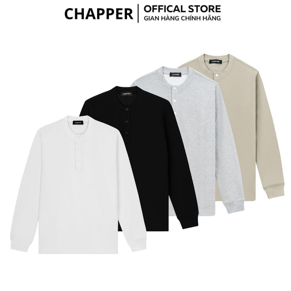 Áo thun nam dài tay CHAPPER cổ trụ chất vải thể thao cao cấp 350gsm, form Regular - ADCP002