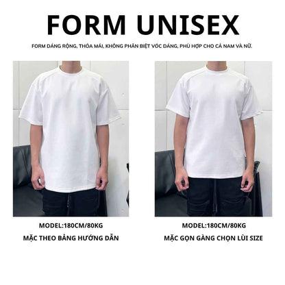 Áo thun nam nữ CHAPPER thêu slogan chéo, định lượng 280gsm thoáng mát, form unisex - APCP045