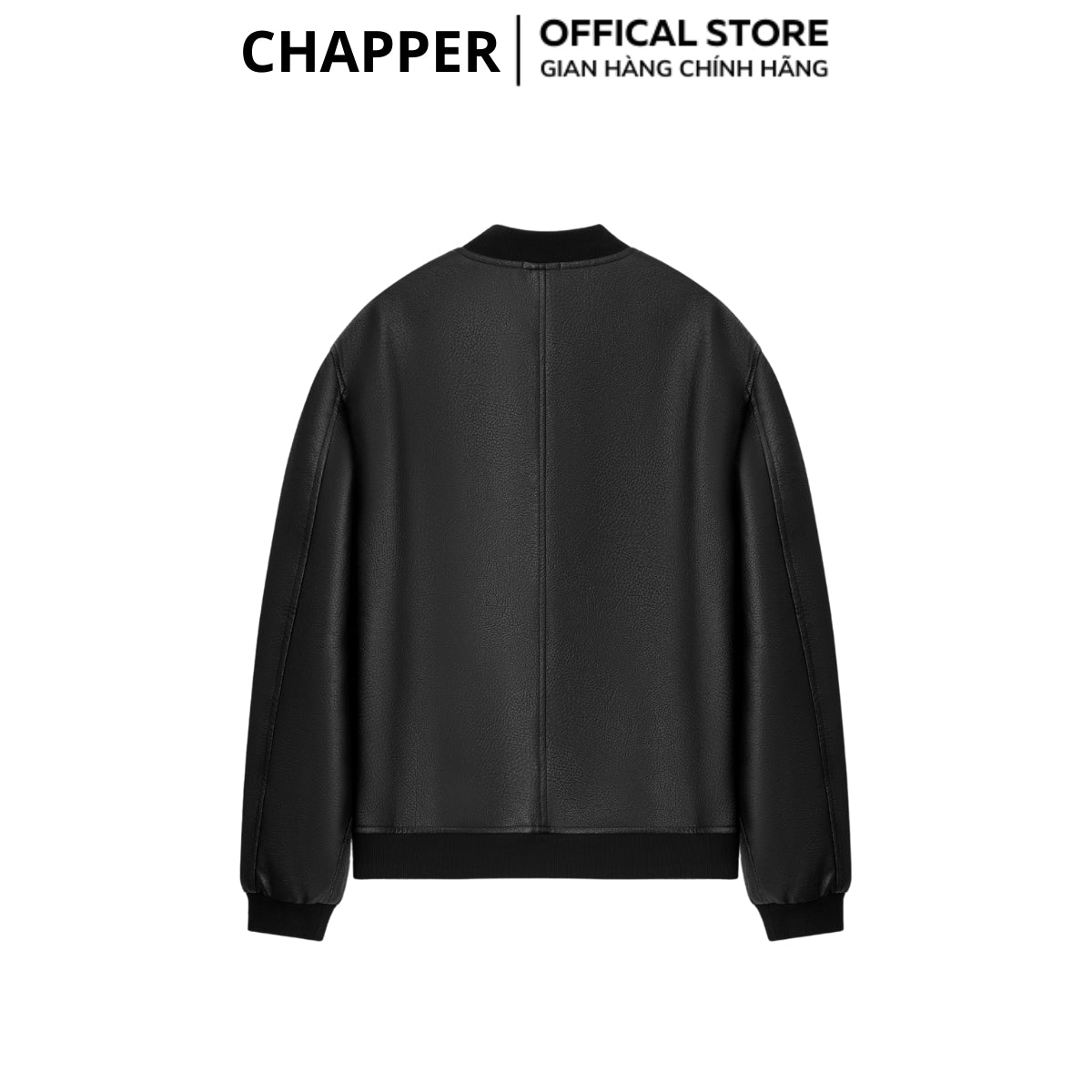 Áo bomber da Chapper chất liệu da PU cao cấp, dày dặn, không hoạ tiết - AKDCP003