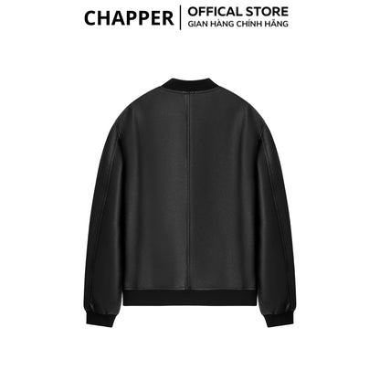 Áo bomber da Chapper chất liệu da PU cao cấp, dày dặn, không hoạ tiết - AKDCP003