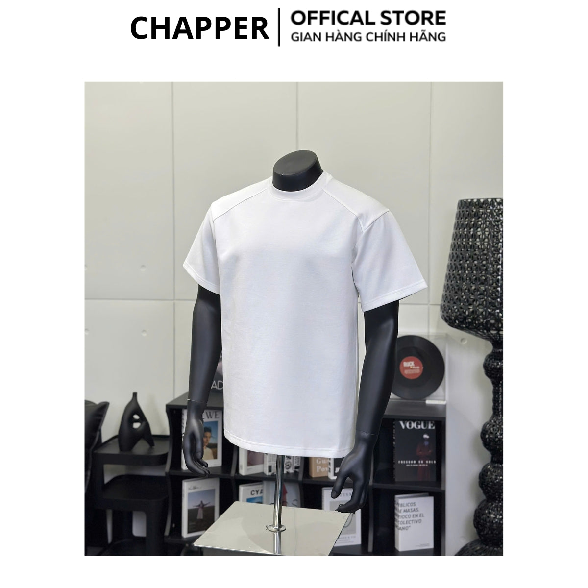 Áo thun CHAPPER vai chéo, cổ tròn form Unisex dấu khuyết điểm nam nữ, co giãn chống nhăn chính hãng 100% - APCP031