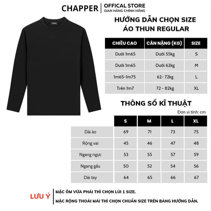 Áo thun dài tay CHAPPER cổ phối V cao cấp, form Regular - ADCP006