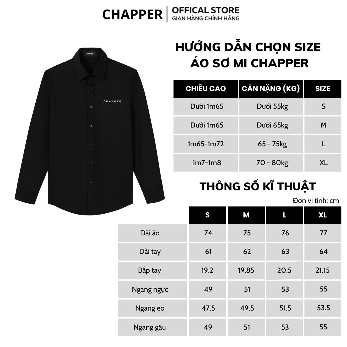 Áo sơ mi nam CHAPPER thêu túi chất Oxford cao cấp, form Regular - SMCP003
