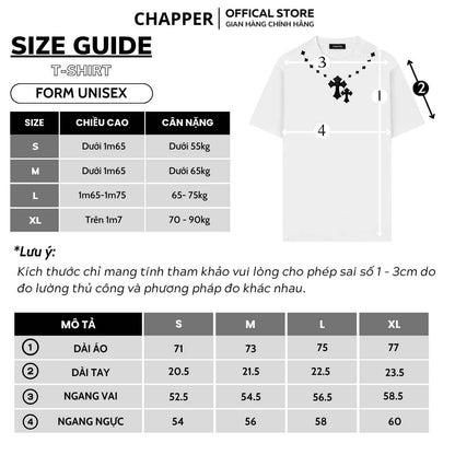 Áo thun nam nữ CHAPPER thêu 3 thánh giá, định lượng 280gsm thoáng mát, form unisex - APCP046