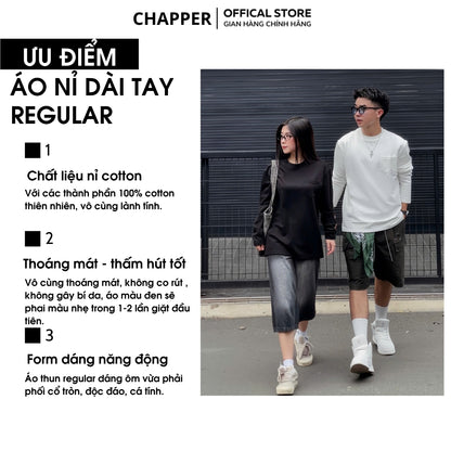 Áo thun nam dài tay CHAPPER cao cấp túi ngực, form Regular - ADCP004