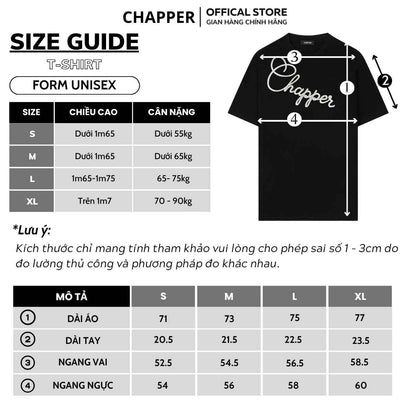 Áo thun nam nữ CHAPPER thêu slogan chéo, định lượng 280gsm thoáng mát, form unisex - APCP045