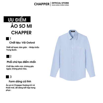 Áo sơ mi nam CHAPPER hoạ tiết thêu Couture chất Oxford cao cấp, form Regular - SMCP004
