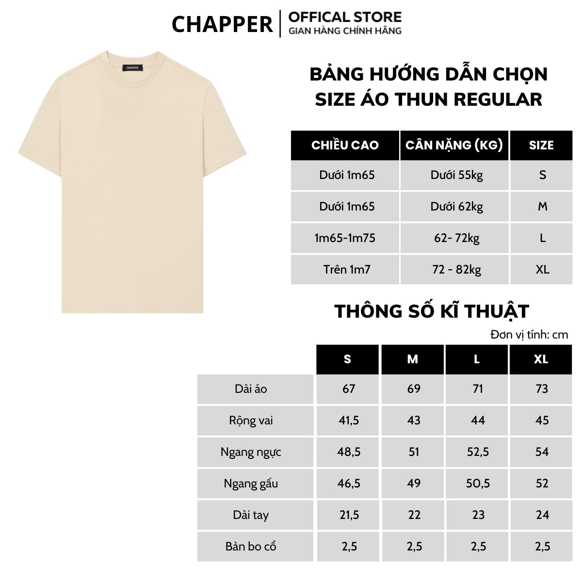 Áo thun nam nữ CHAPPER cao cấp cổ đáp V rải chỉ form Regular, vải cotton 260gsm thoáng mát - APCP028