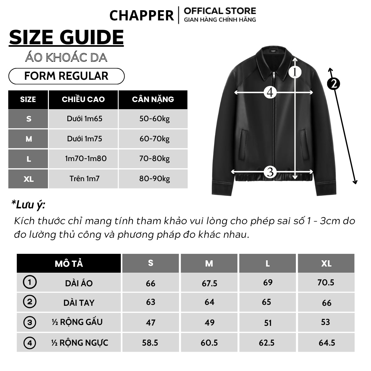 Áo khoác da PU CHAPPER cao cấp, form Regular bo gấu | Jacket da - AKDCP001