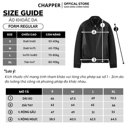 Áo khoác da PU CHAPPER cao cấp, form Regular bo gấu | Jacket da - AKDCP001