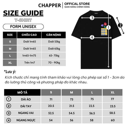 Áo thun nam nữ CHAPPER túi thêu hoa, định lượng 280gsm thoáng mát, form unisex - APCP041