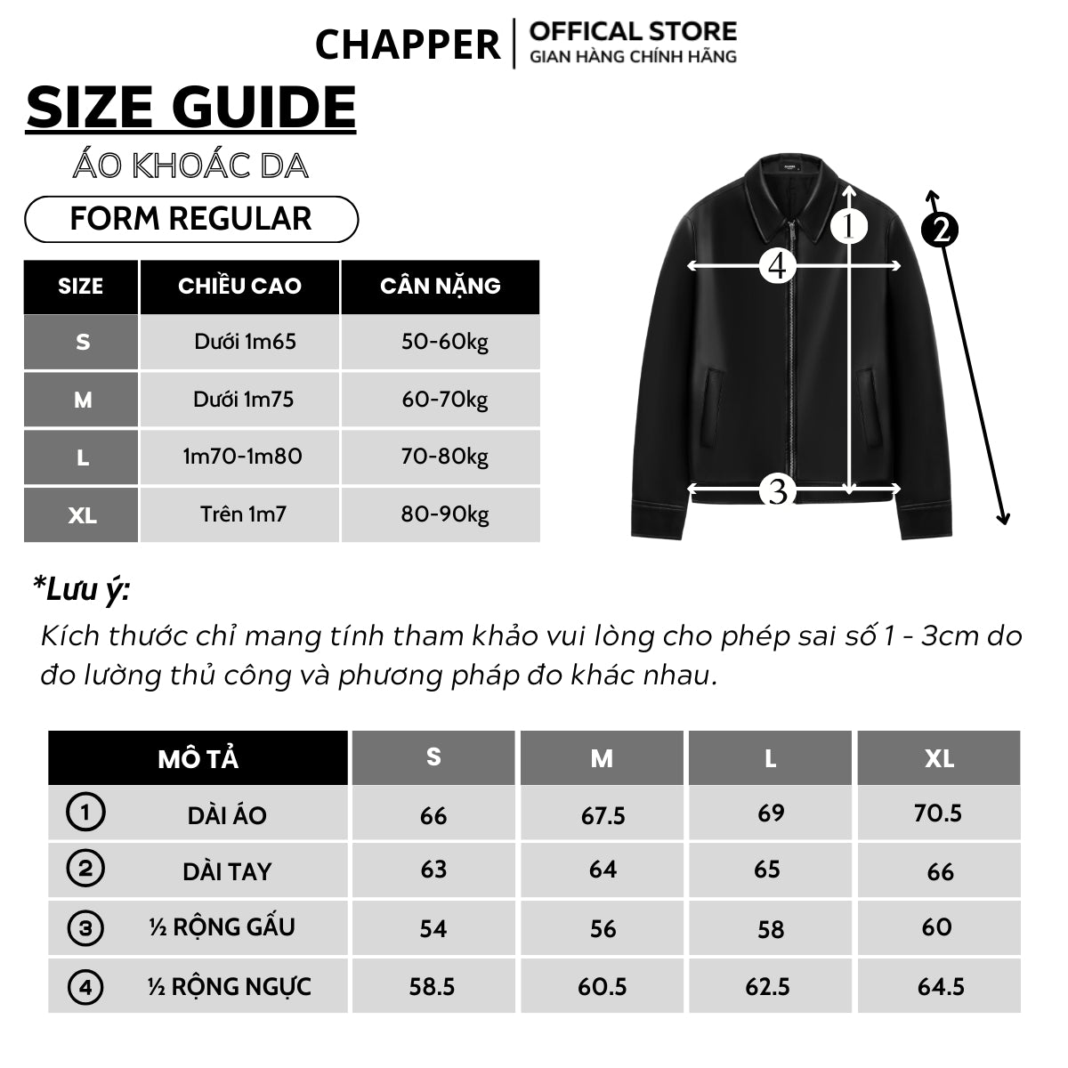 Áo khoác da PU CHAPPER cao cấp, dáng suông cổ điển | Jacket da - AKDCP002