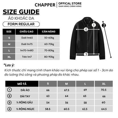 Áo khoác da PU CHAPPER cao cấp, dáng suông cổ điển | Jacket da - AKDCP002