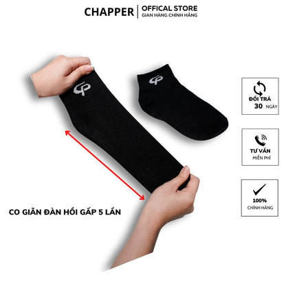 Tất nam nữ cổ trung CHAPPER cao cấp 3 màu kháng khuẩn khử mùi – TCP001
