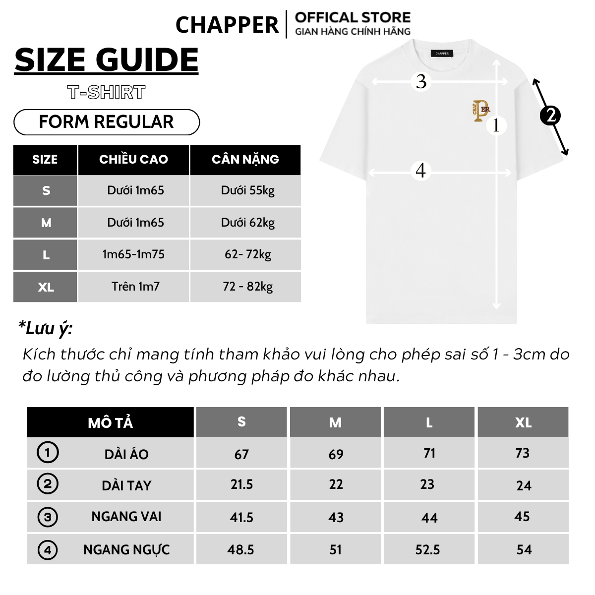 Áo thun nam nữ cổ tròn CHAPPER thêu chữ P form Regular, vải cotton 2 mặt, định lượng 240gsm thoáng mát - APCP049