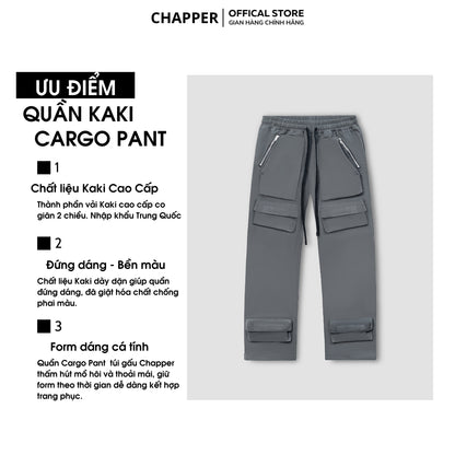 Quần Cargo Pant CHAPPER chất kaki túi hộp ống suông khóa zip - QCP005