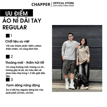 Áo dài tay nỉ CHAPPER cao cấp không bai nhão, không xù lông, hoạ tiết thêu Couture - ADCP007