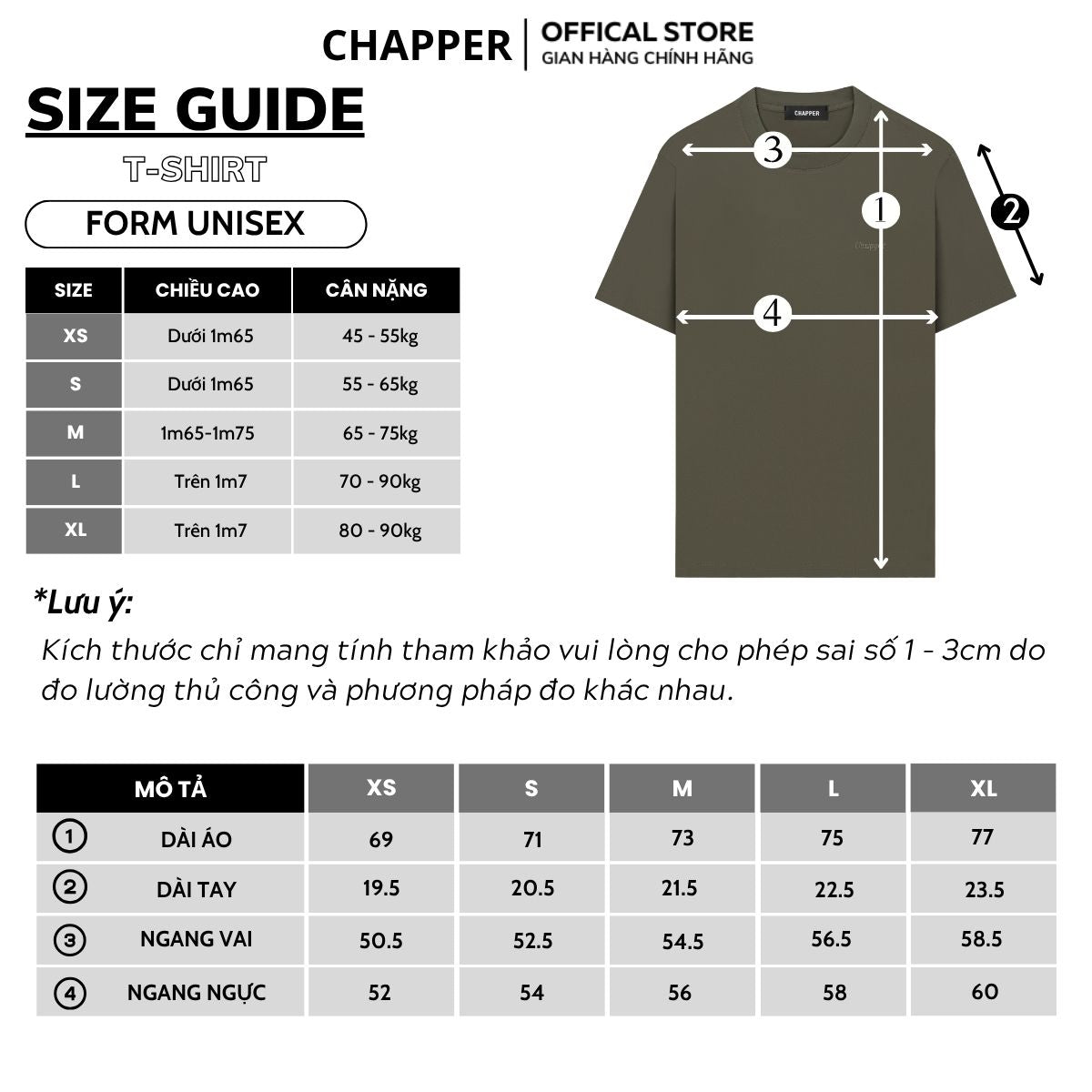 Áo thun nam nữ CHAPPER cổ tròn 7 màu thêu logo ngực, form Unisex  - APCP027