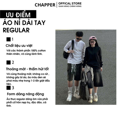 Áo thun nam dài tay CHAPPER cổ trụ chất vải thể thao cao cấp 350gsm, form Regular - ADCP002