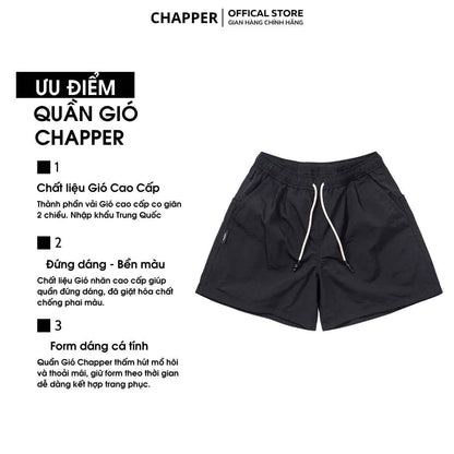 Quần short gió nhăn Chapper 2 lớp cao cấp, phiên bản classic- QSCP013