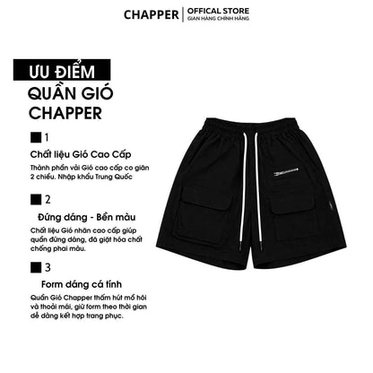 Quần short gió nhăn Chapper 2 lớp cao cấp, phiên bản classic- QSCP015