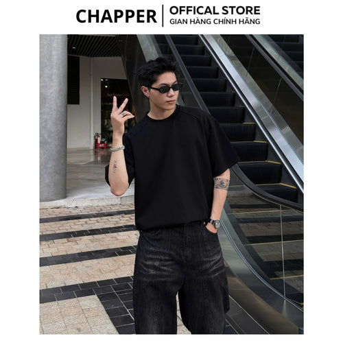 Áo thun CHAPPER vai chéo, cổ tròn form Unisex dấu khuyết điểm nam nữ, co giãn chống nhăn chính hãng 100% - APCP031