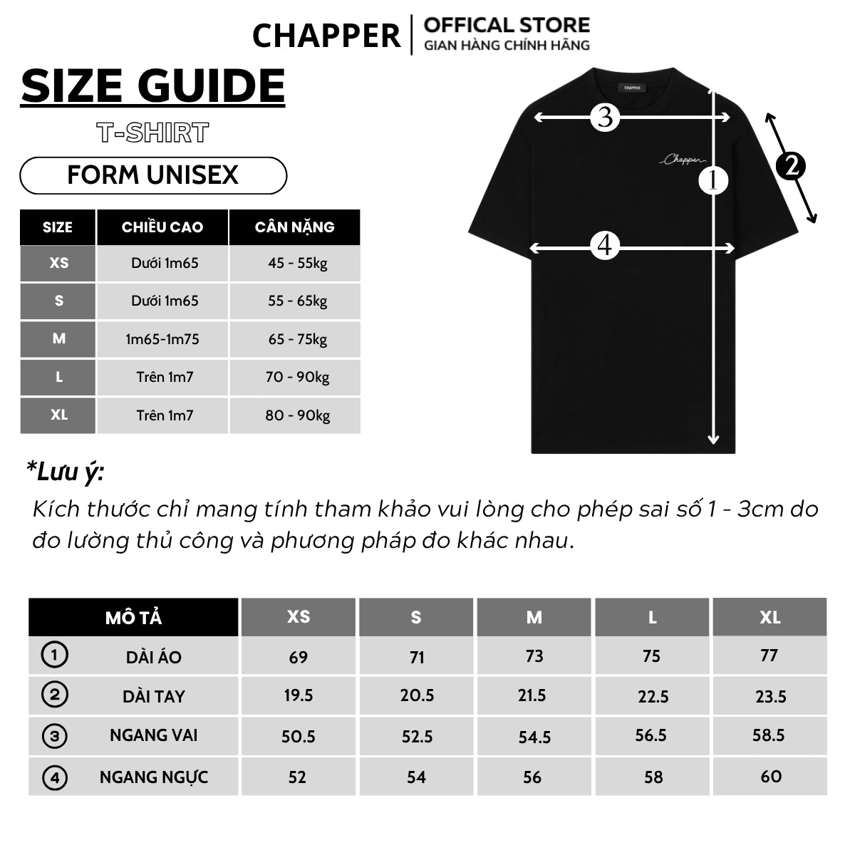 Áo thun nam nữ CHAPPER cao cấp logo chữ thêu kim tuyến - APCP038