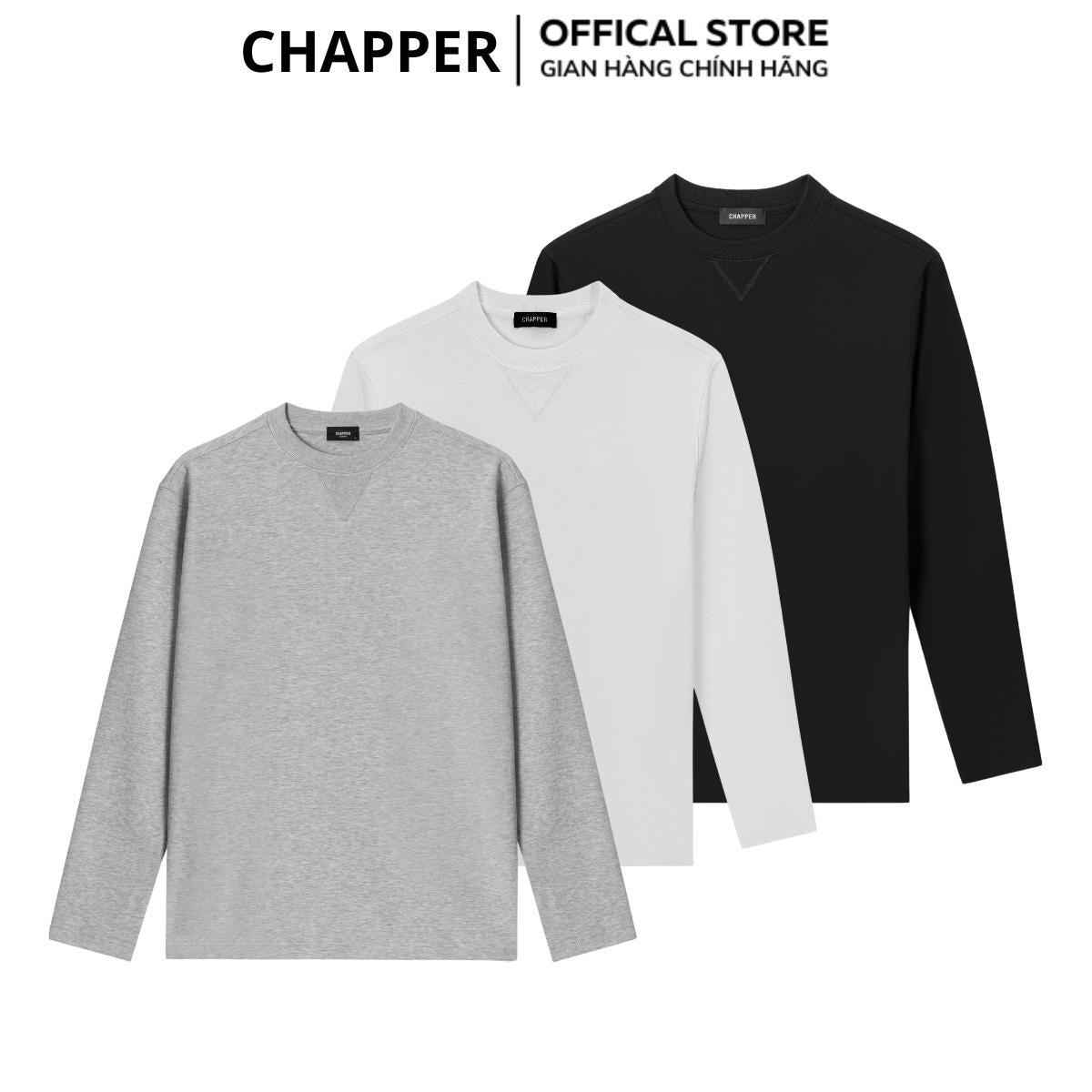 Áo thun dài tay CHAPPER cổ phối V cao cấp, form Regular - ADCP006