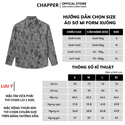 Áo sơ mi nam CHAPPER, vải dệt cao cấp hiệu ứng rách loang bụi bặm chính hãng - SMCP006