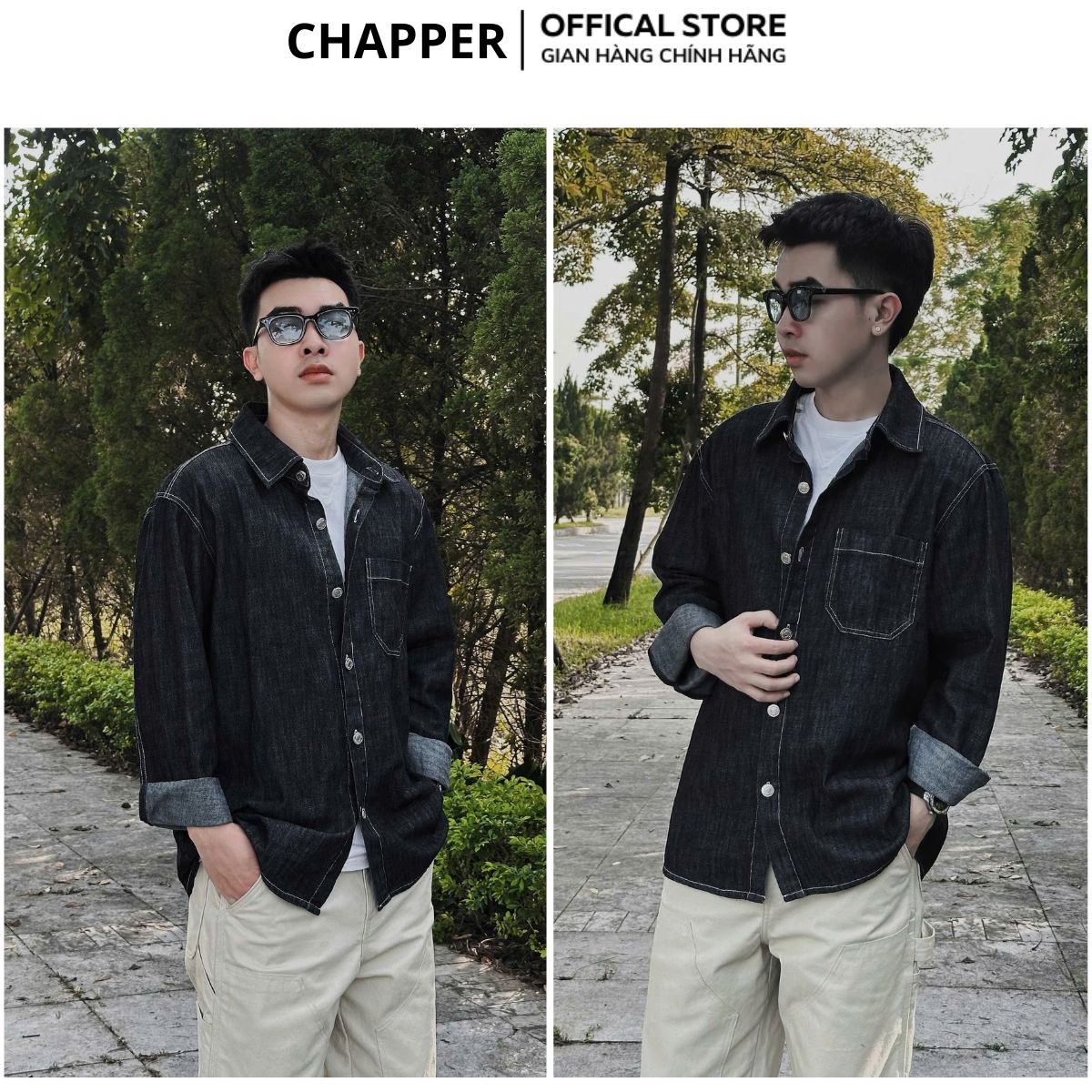 Áo sơ mi Denim nam CHAPPER cao cấp, vải mềm mịn, không co rút, không phai màu - SMCP007