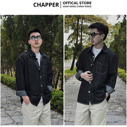 Áo sơ mi Denim nam CHAPPER cao cấp, vải mềm mịn, không co rút, không phai màu - SMCP007